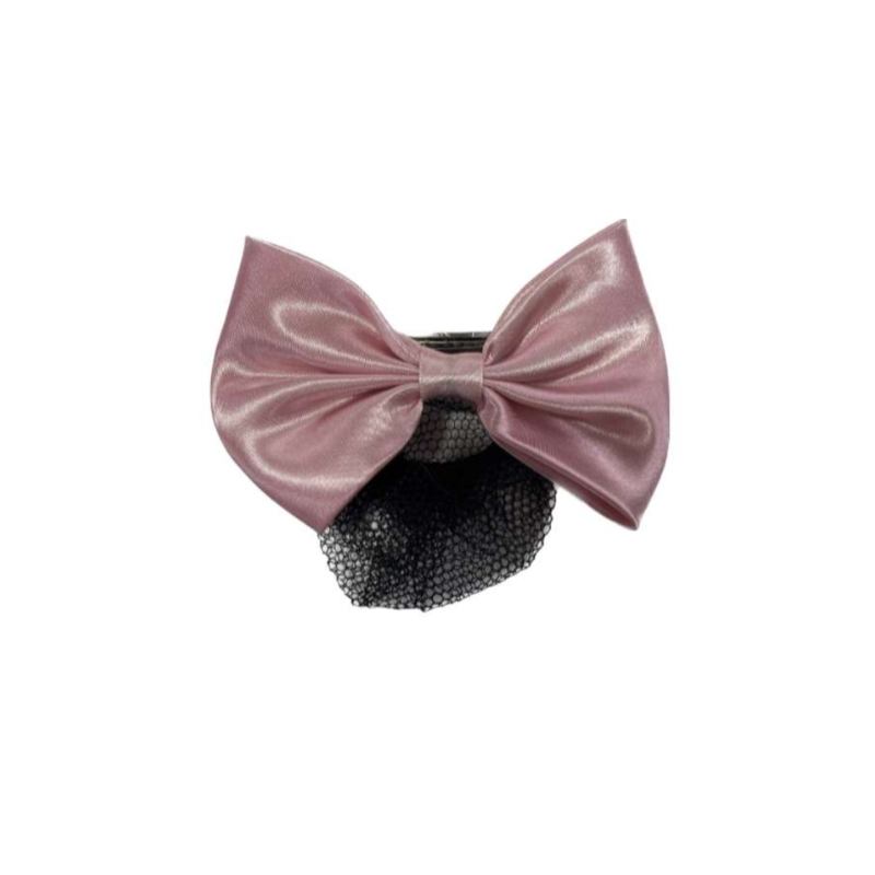 Hair Bow with Bun Net - 12 Pack