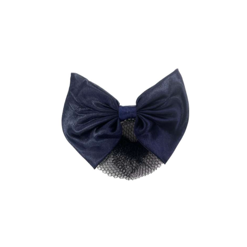 Hair Bow with Bun Net - 12 Pack