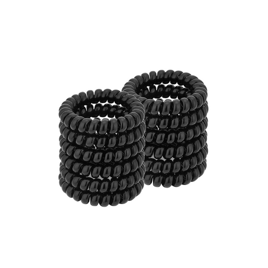 Black Spiral Hair Ties 6 Piece